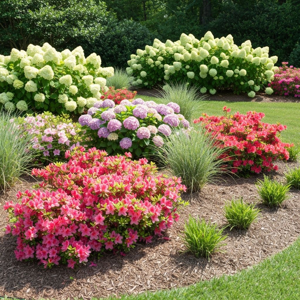 Beautiful Southern garden with colorful flowers